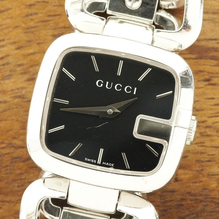 Gucci G Gucci Black Dial Silver Steel Strap Watch For Women - YA125510 Watches Gucci   