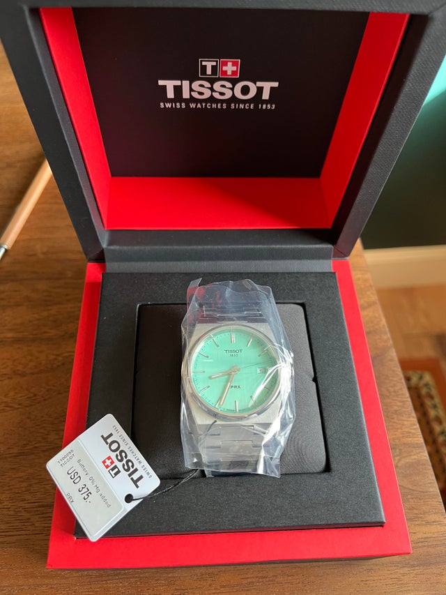 Tissot PRX Quartz Light Green Dial Stainless Steel Strap Watch for Men - T137.410.11.091.01 Watches Tissot   