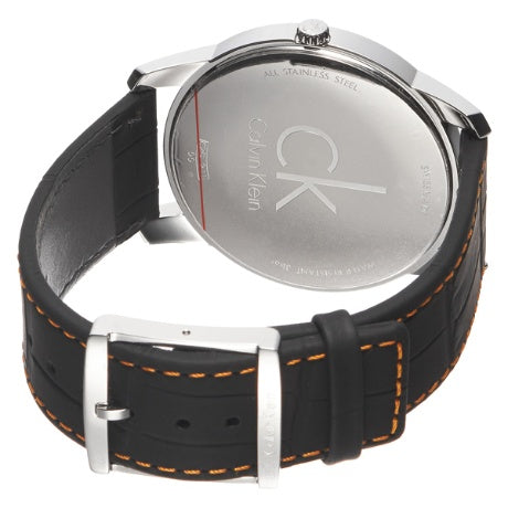 Calvin Klein City Black Dial Black Leather Strap Watch for Men - K2G211C1 Watches Calvin Klein   