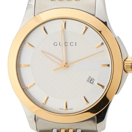 Gucci G Timeless White Dial Two Tone Steel Strap Watch For Men - YA126409 Watches Gucci   