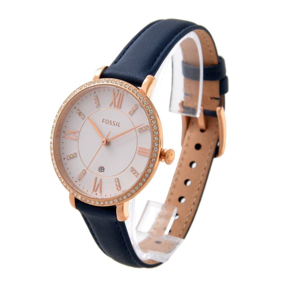 Fossil Jacqueline White Dial Blue Leather Strap Watch for Women - ES4291 Watches Fossil   