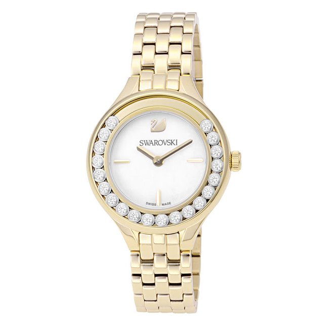 Swarovski Lovely Crystals White Dial Gold Steel Strap Watch for Women - 5242895 Watches Swarovski   