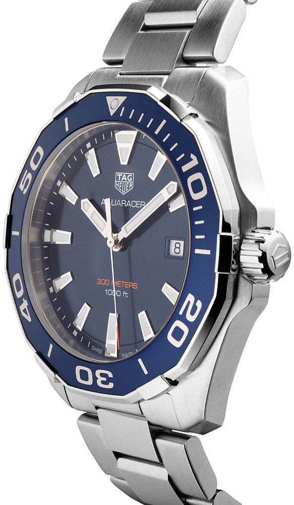 Tag Heuer Aquaracer 43mm Blue Dial Silver Steel Strap Watch for Men - WAY101C.BA0746 Watches Tag Heuer   