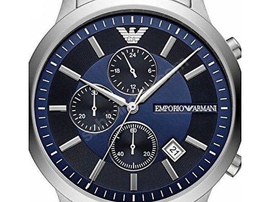 Emporio Armani Renato Chronograph Blue Dial Stainless Steel Strap Watch For Men - AR11164 Watches Emporio Armani   