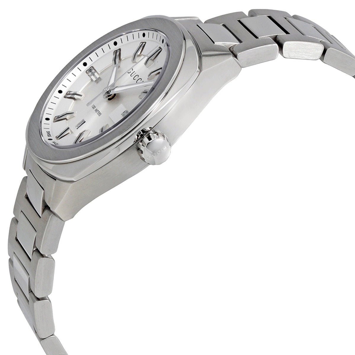 Gucci G Timeless GG2570 Silver Dial Silver Steel Strap Watch For Men - YA142402 Watches Gucci   