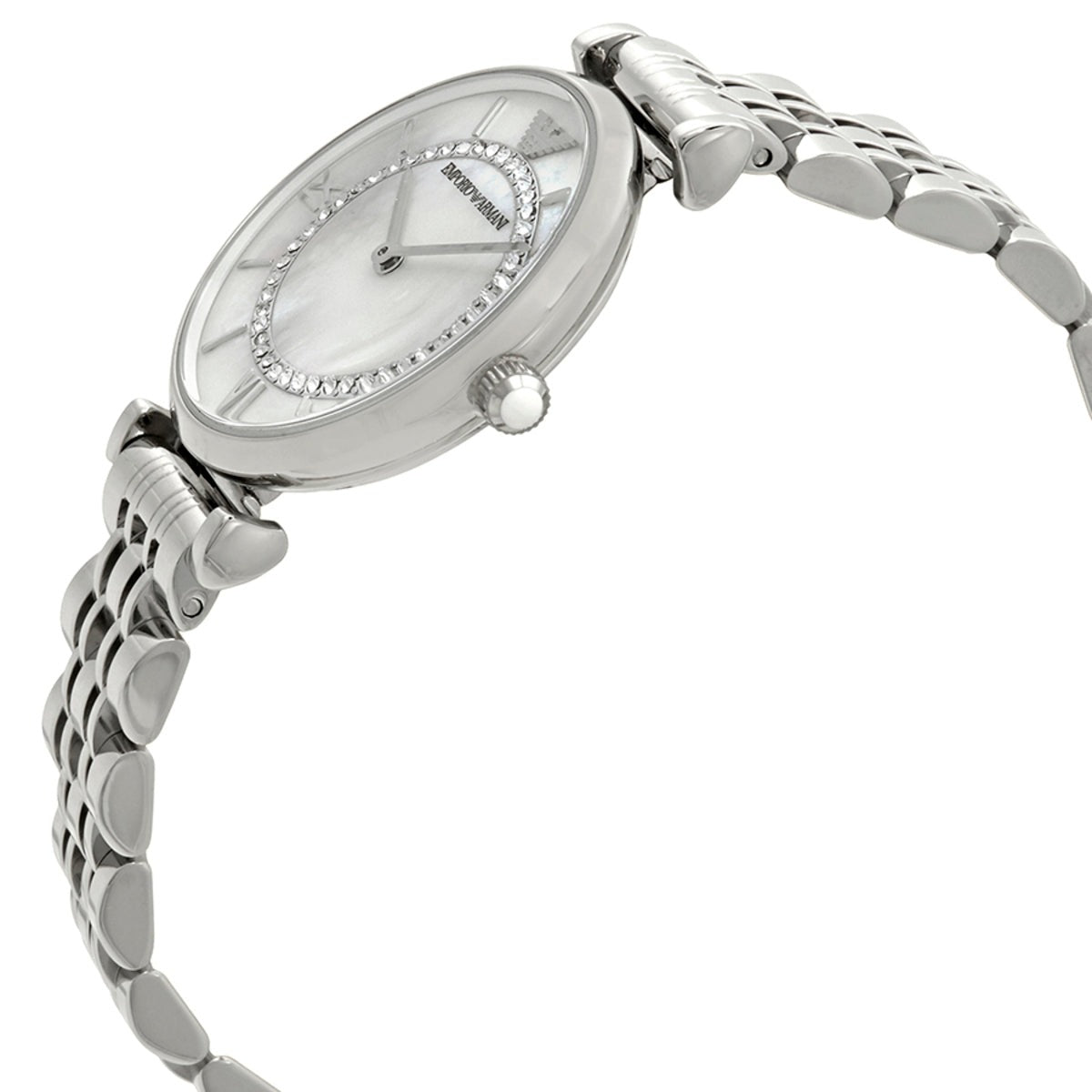 Emporio Armani Gianni T-Bar Mother of Pearl Dial Silver Stainless Steel Watch For Women - AR1908 Watches Emporio Armani   