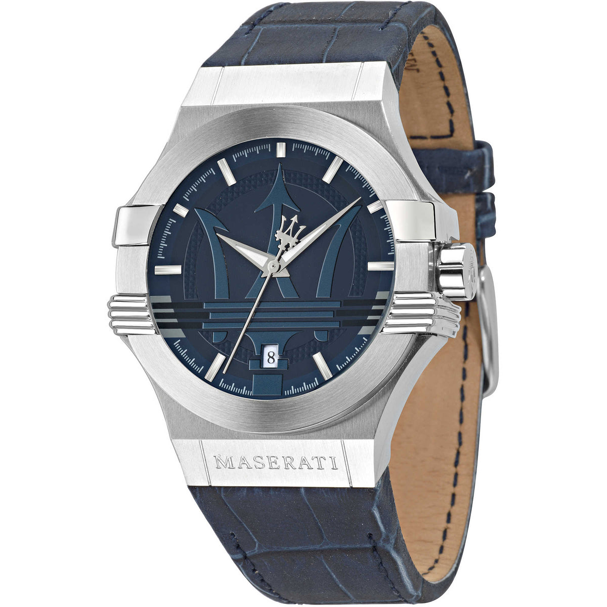 Maserati Potenza Blue Dial Blue Leather Strap Watch For Men - R8851108015 Watches Maserati   