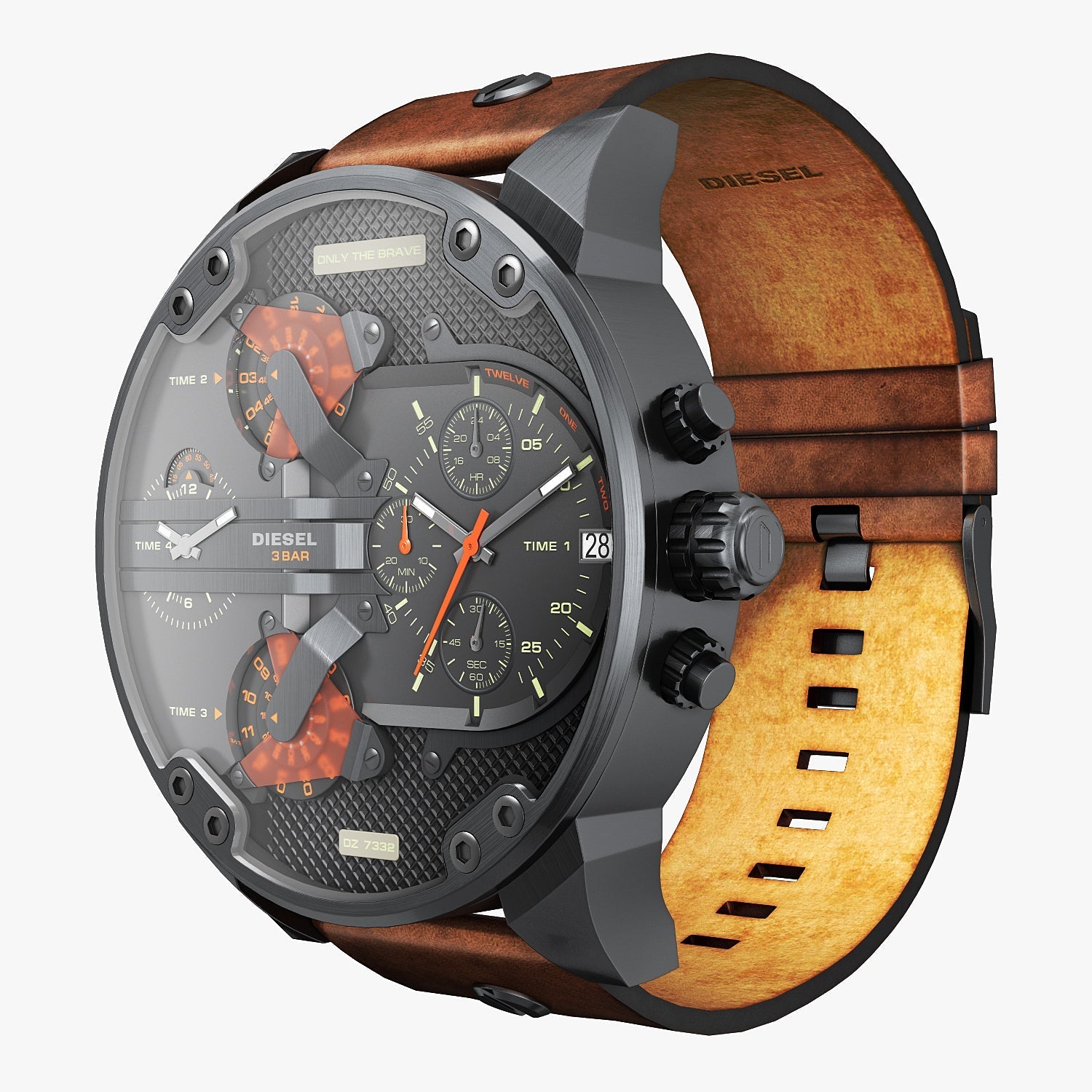 Diesel Mr Daddy 2.0 Black Dial Brown Leather Strap Watch For Men - DZ7332 Watches Diesel   