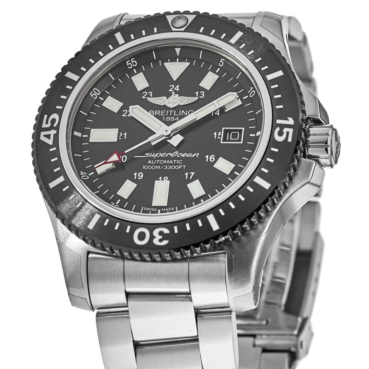 Breitling Superocean II Special 44mm Black Dial Silver Steel Strap Watch for Men - Y1739310/BF45/162A Watches Breitling   