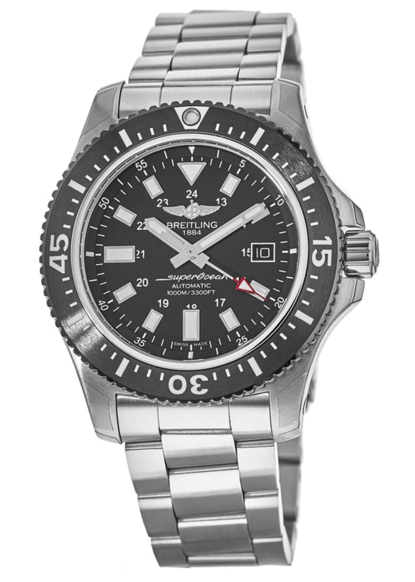 Breitling Superocean II Special 44mm Black Dial Silver Steel Strap Watch for Men - Y1739310/BF45/162A Watches Breitling   