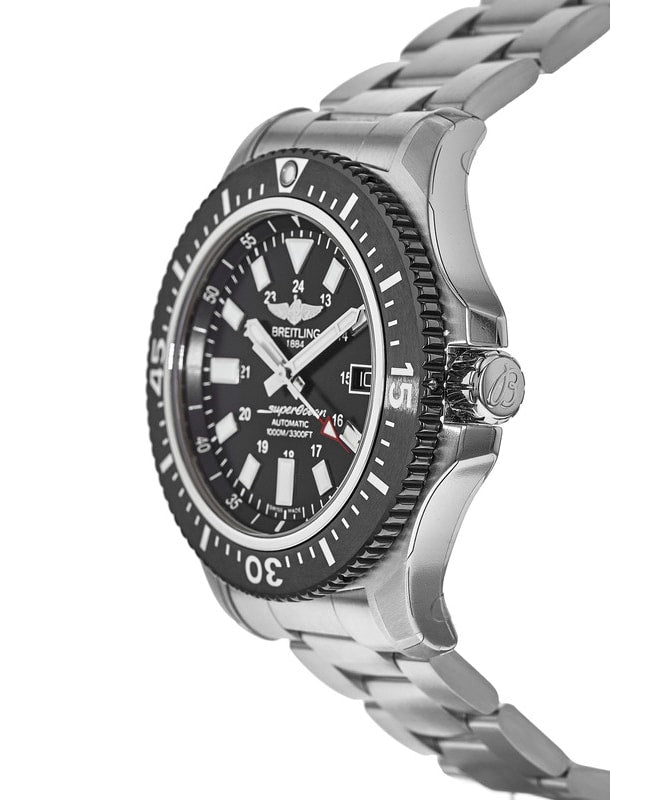 Breitling Superocean II Special 44mm Black Dial Silver Steel Strap Watch for Men - Y1739310/BF45/162A Watches Breitling   