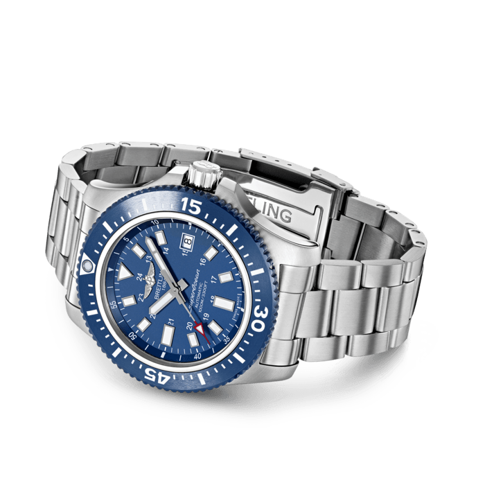 Breitling Superocean 44mm Special Blue Dial Silver Steel Strap Watch for Men - Y17393161C1A1 Watches Breitling   