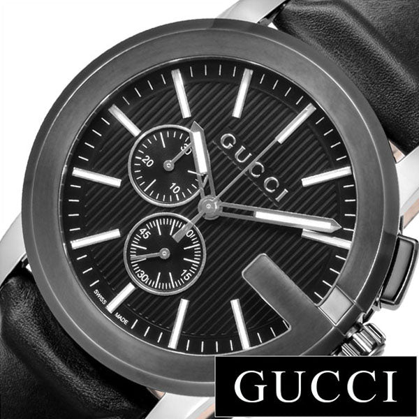 Gucci G Chrono Black Dial Black Leather Strap Watch For Men - YA101205 Watches Gucci   