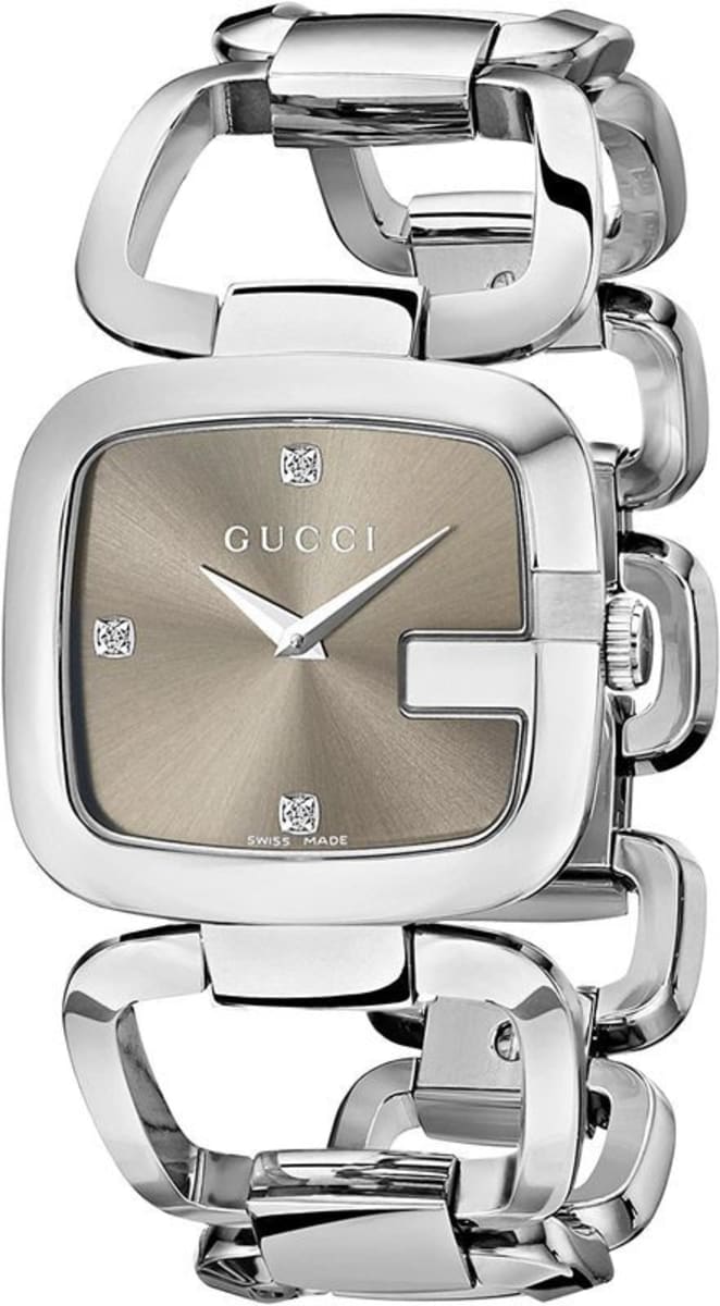 Gucci G Gucci Brown Dial Silver Steel Strap Watch For Women - YA125401 Watches Gucci   