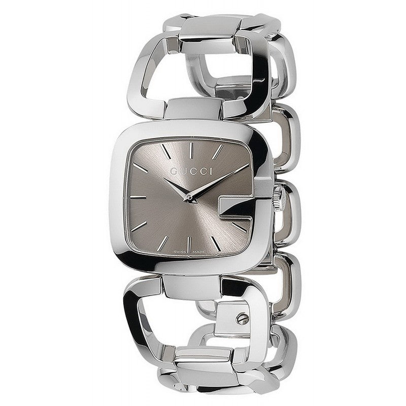 Gucci G Brown Square Brown Dial Silver Steel Strap Watch For Women - YA125402 Watches Gucci   