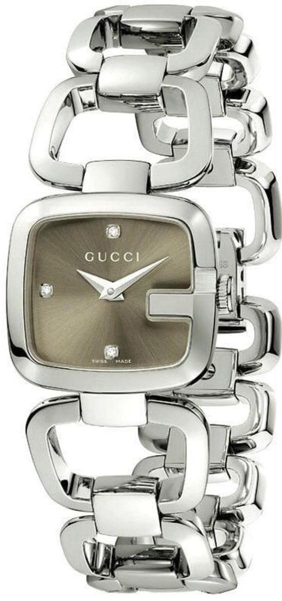 Gucci G Gucci Brown Dial Silver Steel Strap Watch For Women - YA125503 Watches Gucci   