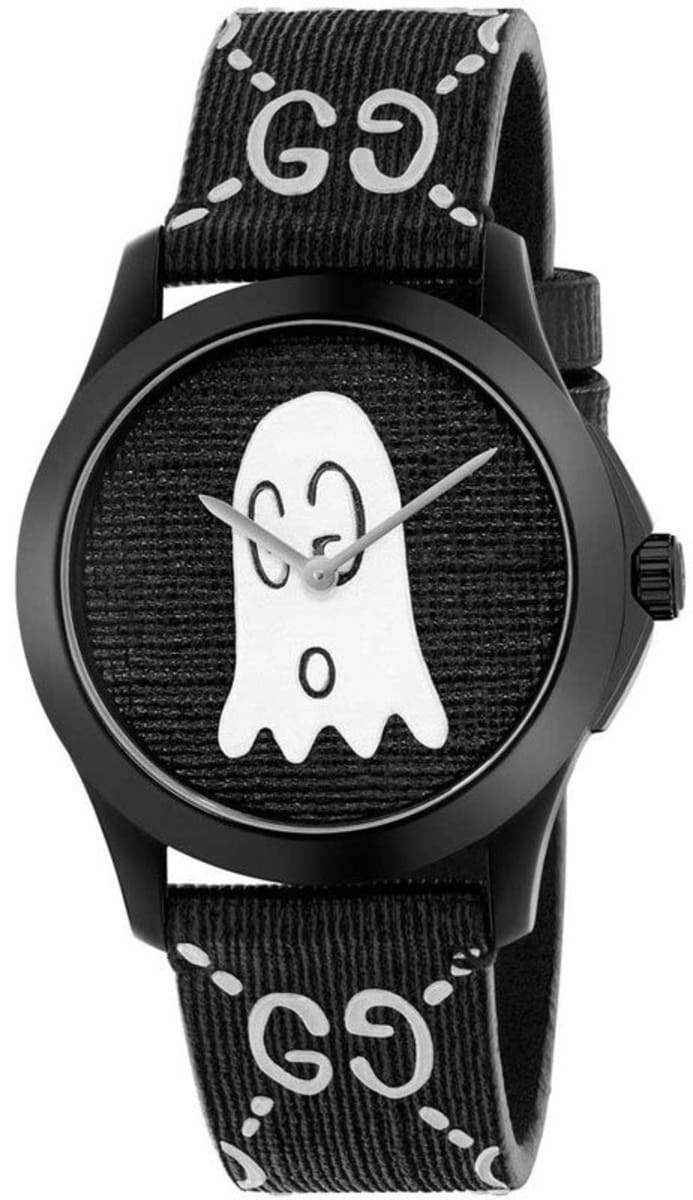 Gucci G Timeless Ghost Motif Black DIal Watch For Men - YA1264018 Watches Gucci   