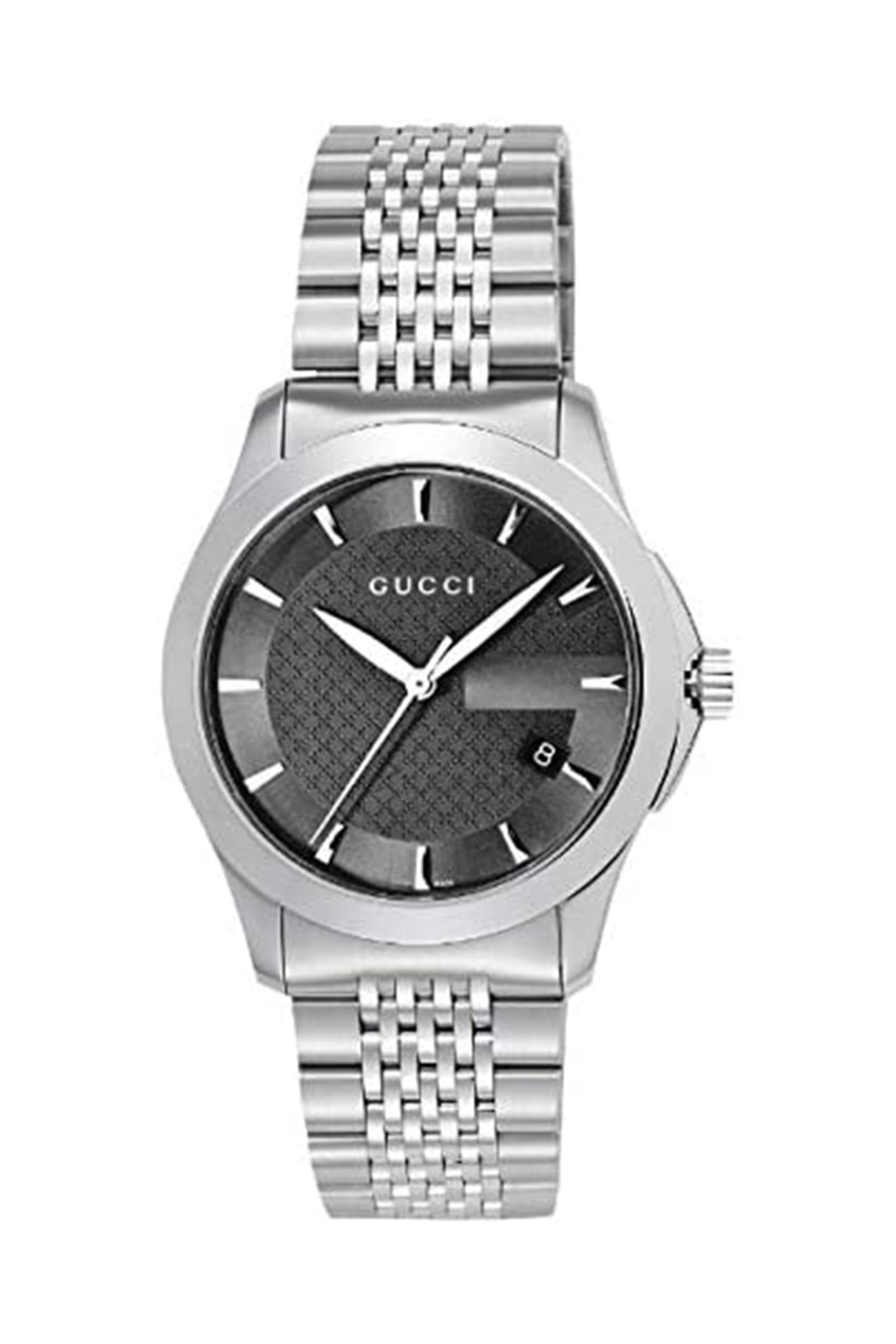 Gucci G Timeless Black Dial Silver Steel Strap Watch For Men - YA126402 Watches Gucci   