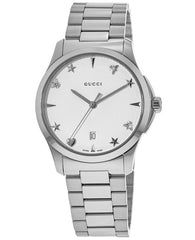 Gucci G Timeless White Dial Silver Steel Strap Watch For Women - YA1264028A Watches Gucci   