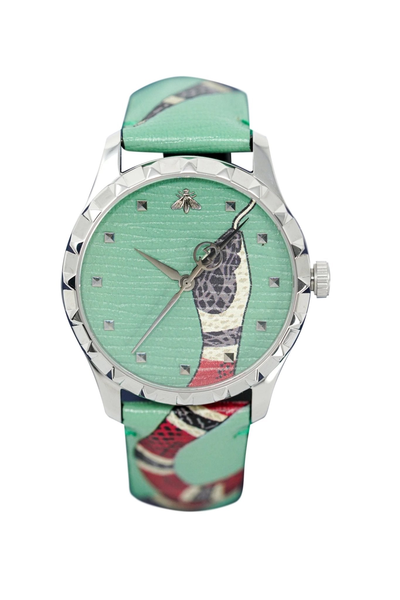 Gucci G Timeless Le Marche Des Merveilles Green Dial Green Leather Strap Watch Unisex - YA1264081 Watches Gucci   