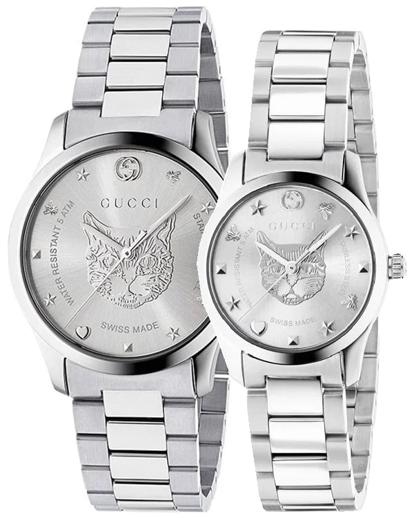 Gucci G Timeless Silver Dial Silver Steel Strap Watch For Women - YA126595 Watches Gucci   