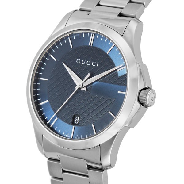 Gucci G Timeless Blue Dial Silver Steel Strap Watch For Men - YA126440 Watches Gucci   