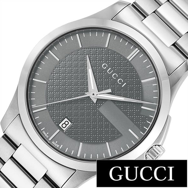 Gucci G Timeless Grey Dial Silver Steel Strap Watch For Men - YA126441 Watches Gucci   