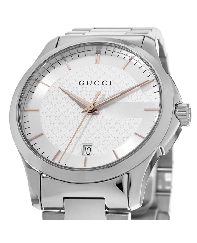 Gucci G Timeless Silver Dial Silver Steel Strap Unisex Watch - YA126442 Watches Gucci   