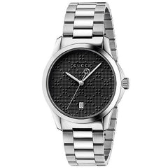 Gucci G Timeless Black Dial Silver Steel Strap Watch For Men - YA126460 Watches Gucci   