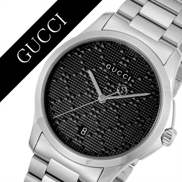 Gucci G Timeless Black Dial Silver Steel Strap Watch For Men - YA126460 Watches Gucci   