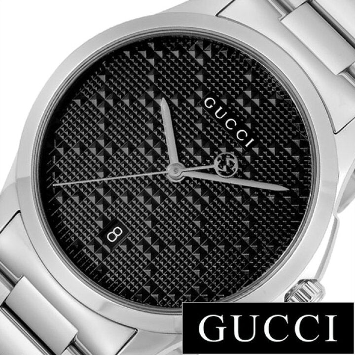 Gucci G Timeless Black Dial Silver Steel Strap Watch For Men - YA126460 Watches Gucci   