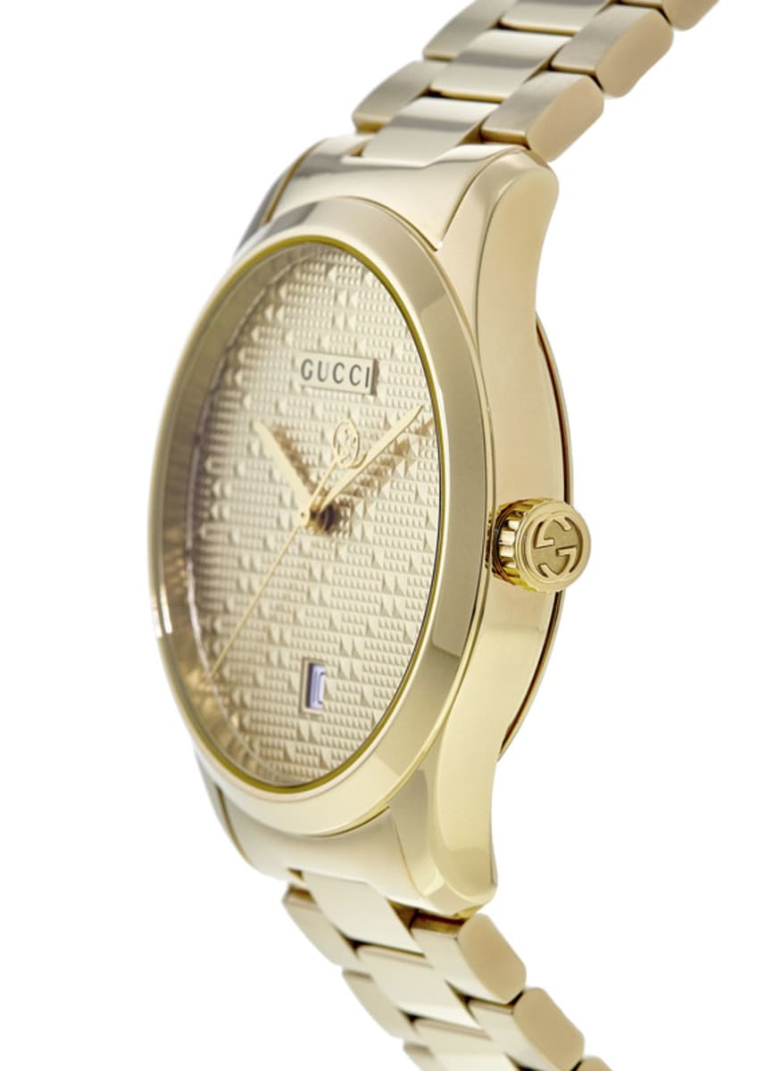 Gucci G Timeless Yellow Gold Dial Yellow Gold Steel Strap Unisex Watch - YA126461 Watches Gucci   