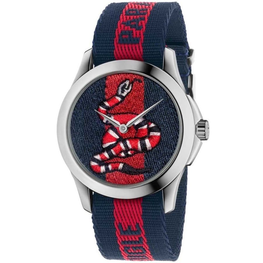 Gucci Le Marche Des Merveilles Blue Red Dial Blue Red Nylon Strap Unisex Watch - YA126493 Watches Gucci   