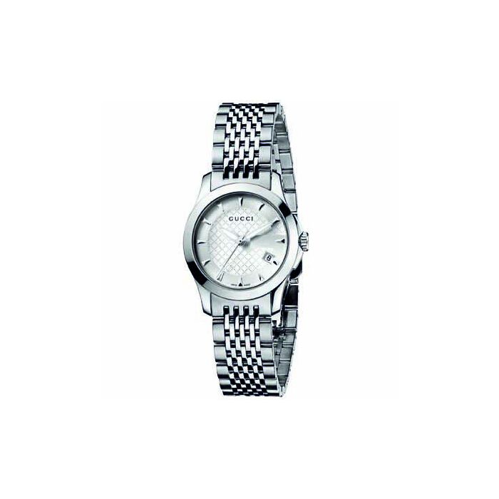 Gucci G Timeless Silver Dial Silver Steel Strap Watch For Women - YA126501 Watches Gucci   