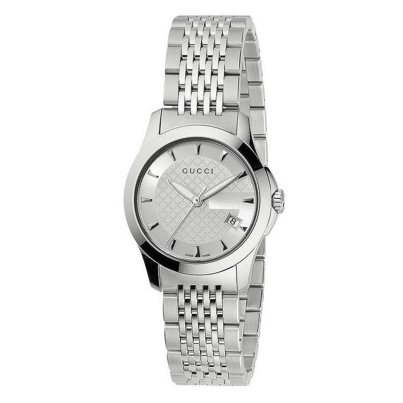 Gucci G Timeless Silver Dial Silver Steel Strap Watch For Women - YA126501 Watches Gucci   