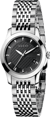 Gucci G Timeless Black Dial Silver Steel Strap Watch For Women - YA126502 Watches Gucci   