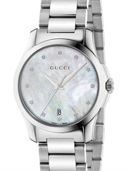 Gucci G Timeless Mother of Pearl Dial Silver Steel Strap Watch For Women - YA126542 Watches Gucci   