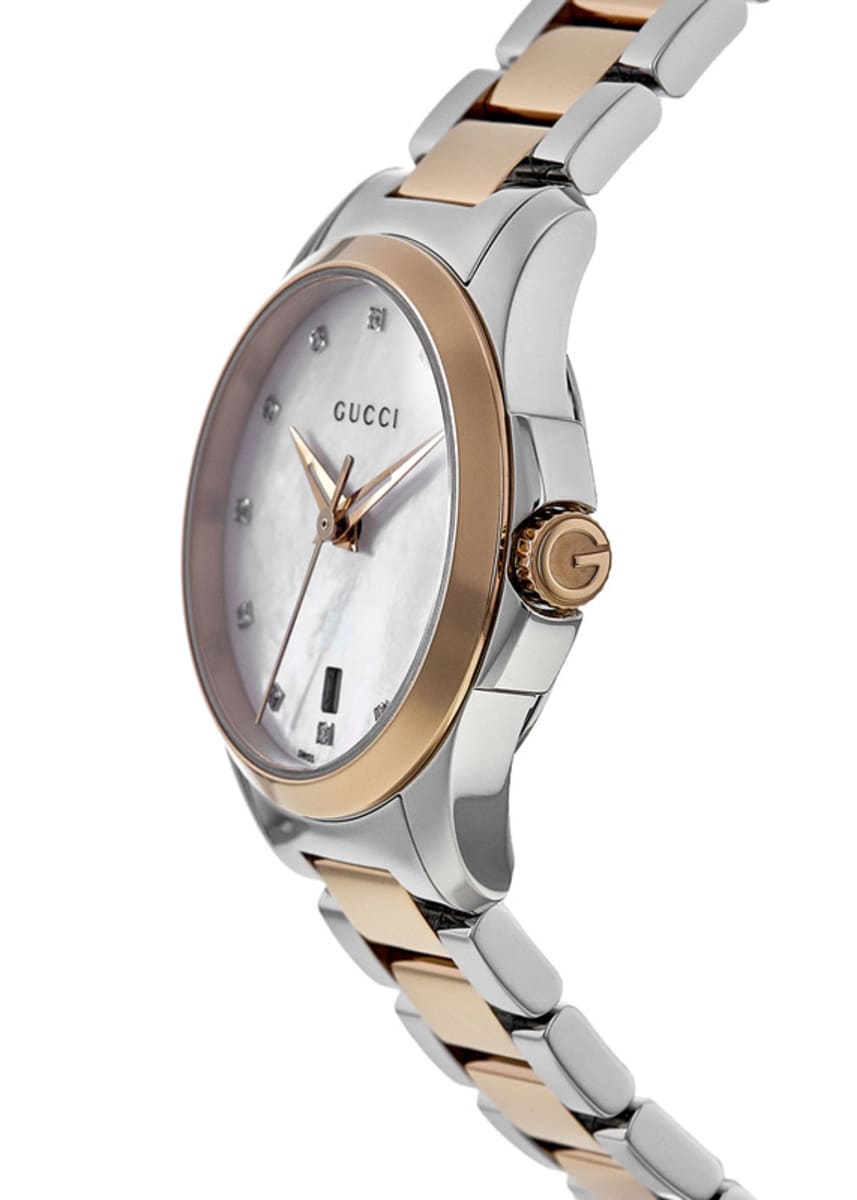 Gucci G Timeless Mother of Pearl Dial Two Tone Steel Strap Watch For Women - YA126544 Watches Gucci   