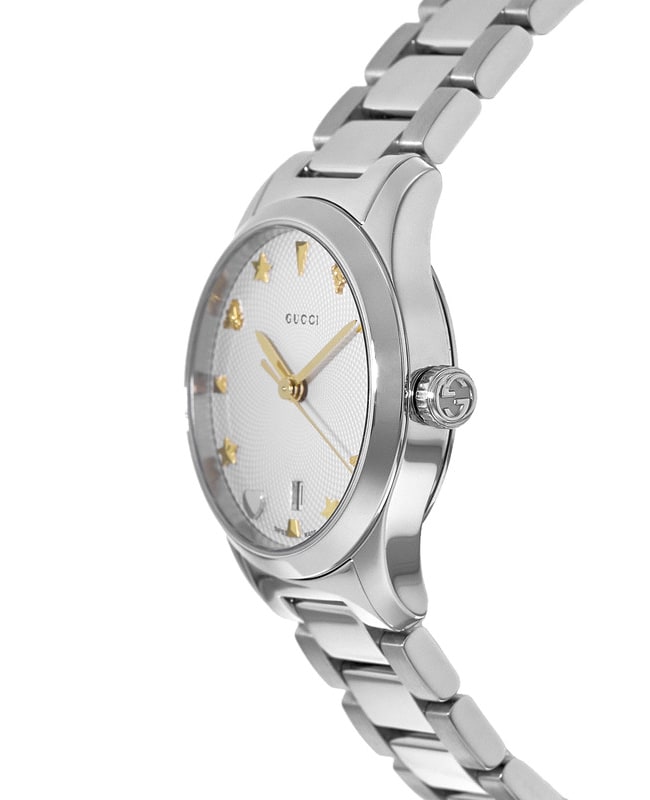 Gucci G Timeless White Dial Silver Steel Strap Watch For Women - YA126572A Watches Gucci   