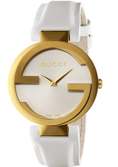 Gucci G Interlocking White Dial White Leather Strap Watch For Women - YA133327 Watches Gucci   