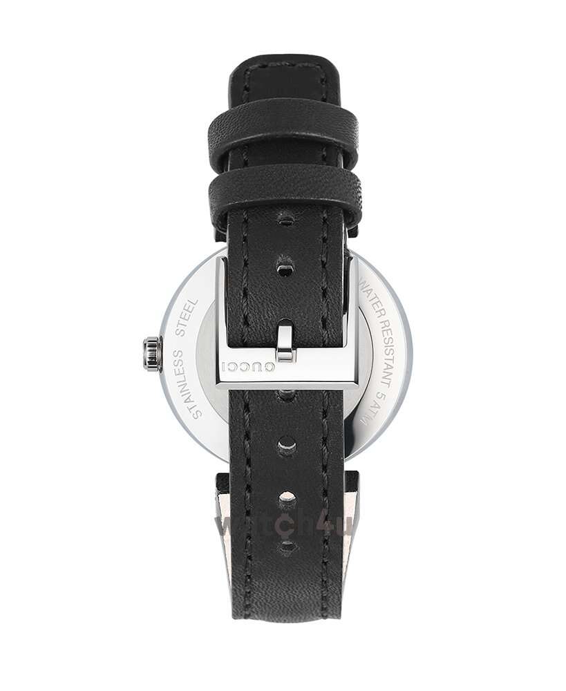 Gucci G Interlocking Black Dial Black Leather Strap Watch For Women - YA133501 Watches Gucci   