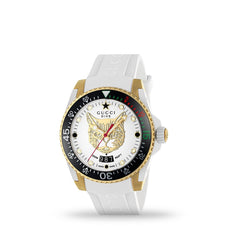 Gucci Dive White Dial White Rubber Strap Unisex Watch - YA136322 Watches Gucci   