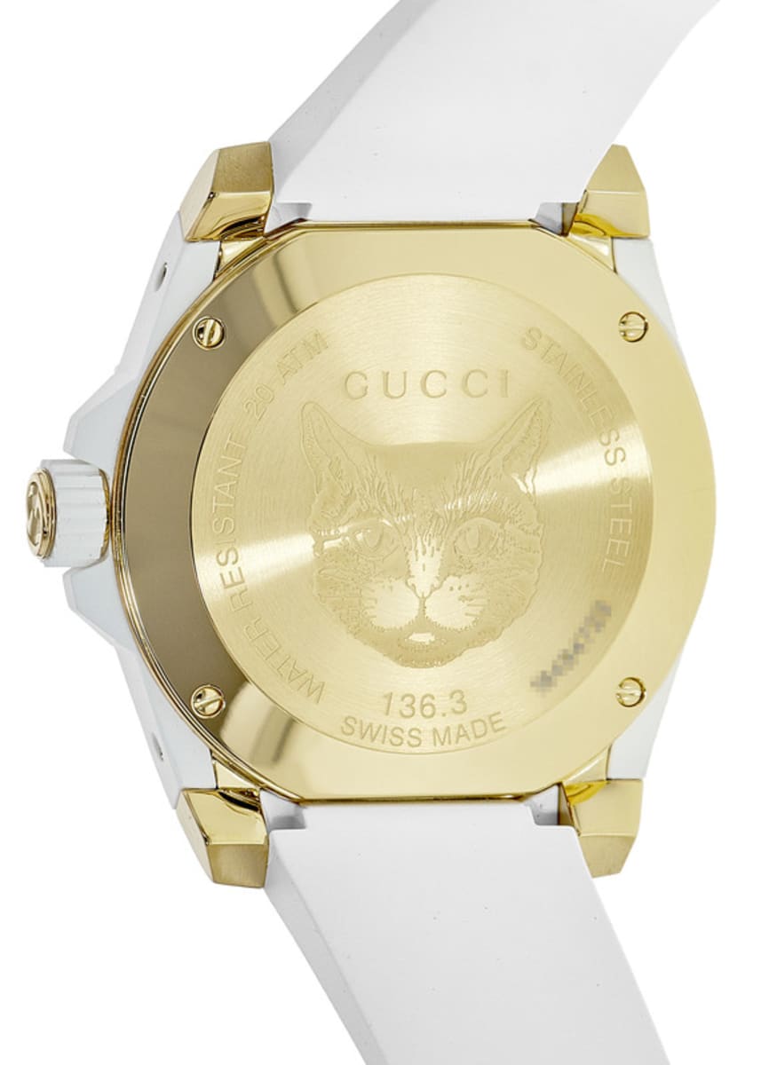 Gucci Dive White Dial White Rubber Strap Unisex Watch - YA136322 Watches Gucci   