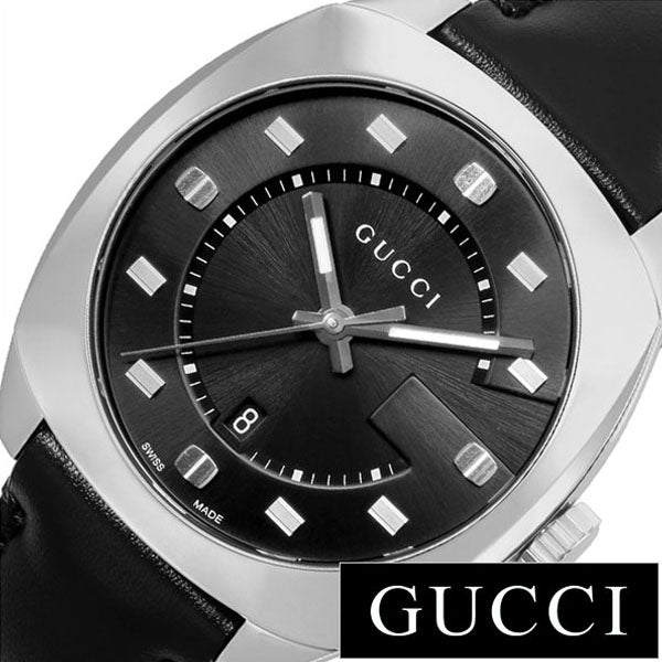 Gucci GG2570 Black Dial Black Leather Strap Watch For Men - YA142307 Watches Gucci   