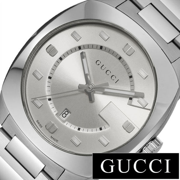 Gucci GG2570 Silver Dial Silver Steel Strap Watch For Men - YA142308 Watches Gucci   