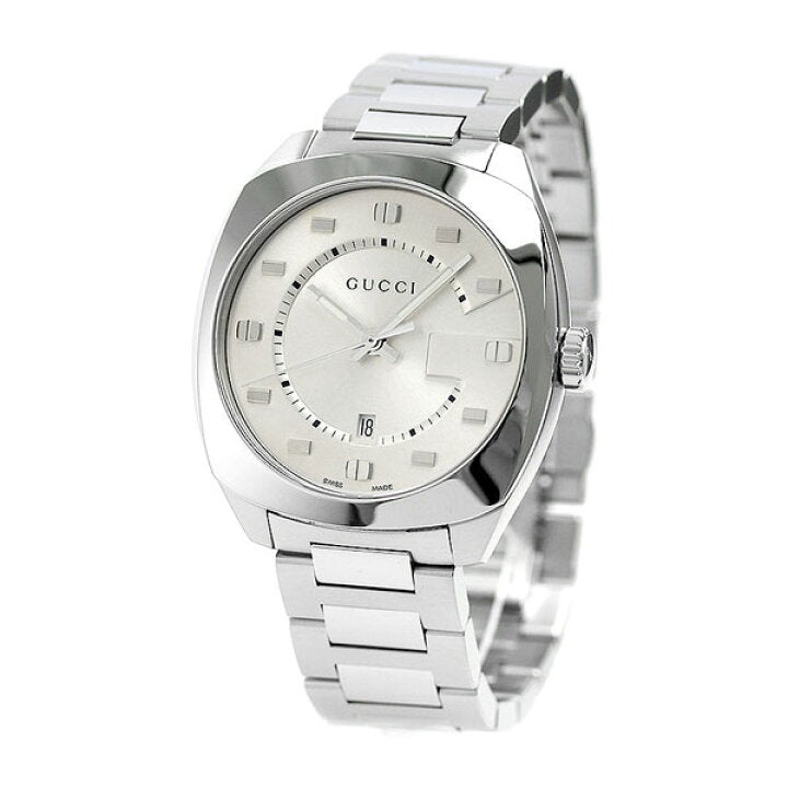 Gucci GG2570 Silver Dial Silver Steel Strap Watch For Men - YA142308 Watches Gucci   