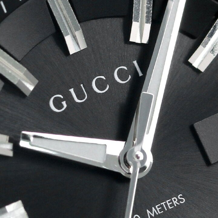 Gucci GG2570 Black Dial Silver Steel Strap Watch For Men - YA142401 Watches Gucci   