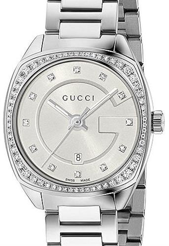 Gucci G Timeless GG2570 Diamonds Silver Dial Silver Steel Strap Watch For Women - YA142505 Watches Gucci   