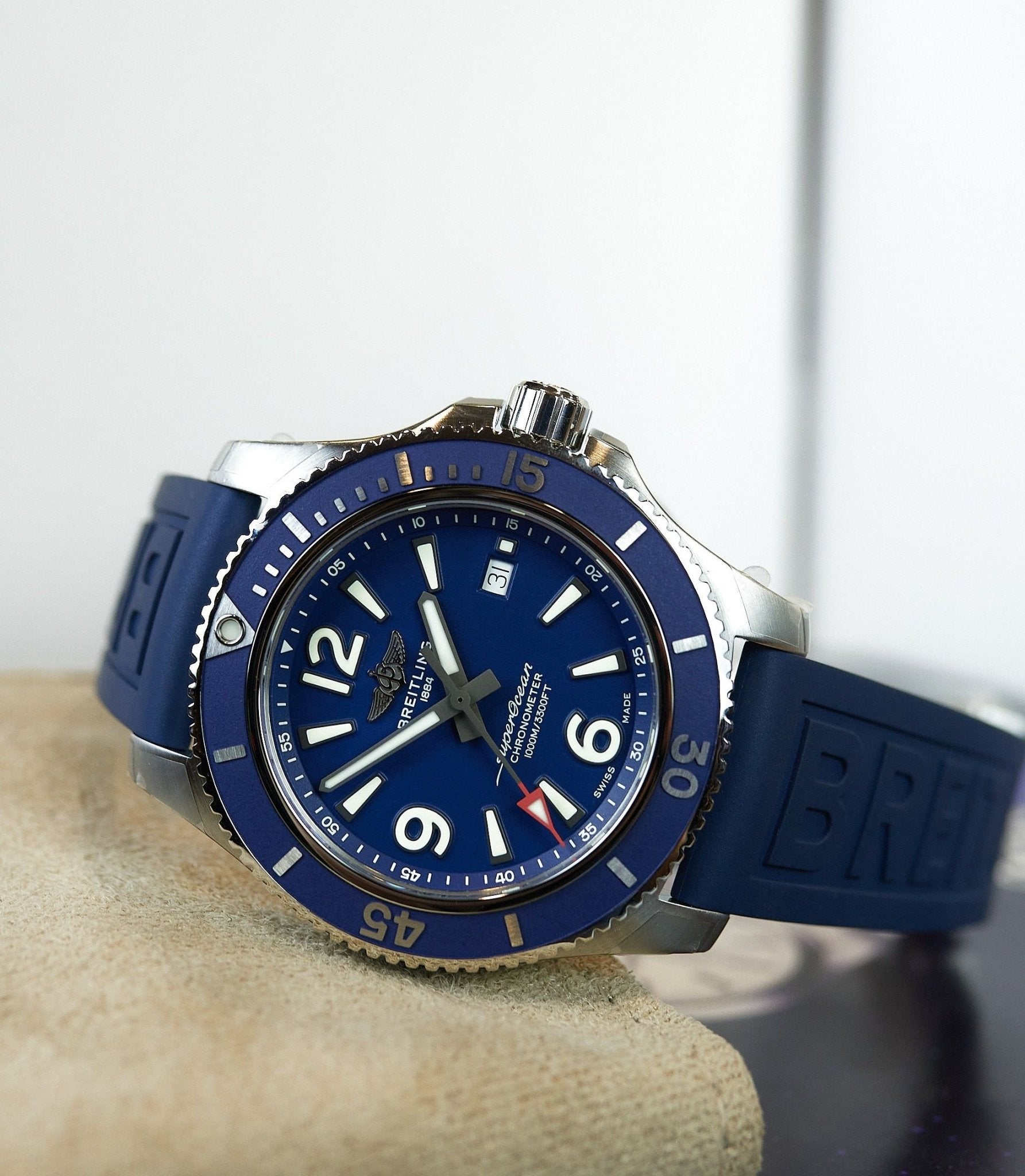 Breitling Superocean 44mm Automatic Blue Dial Blue Rubber Strap Watch for Men - A17367D81C1S2 Watches Breitling   