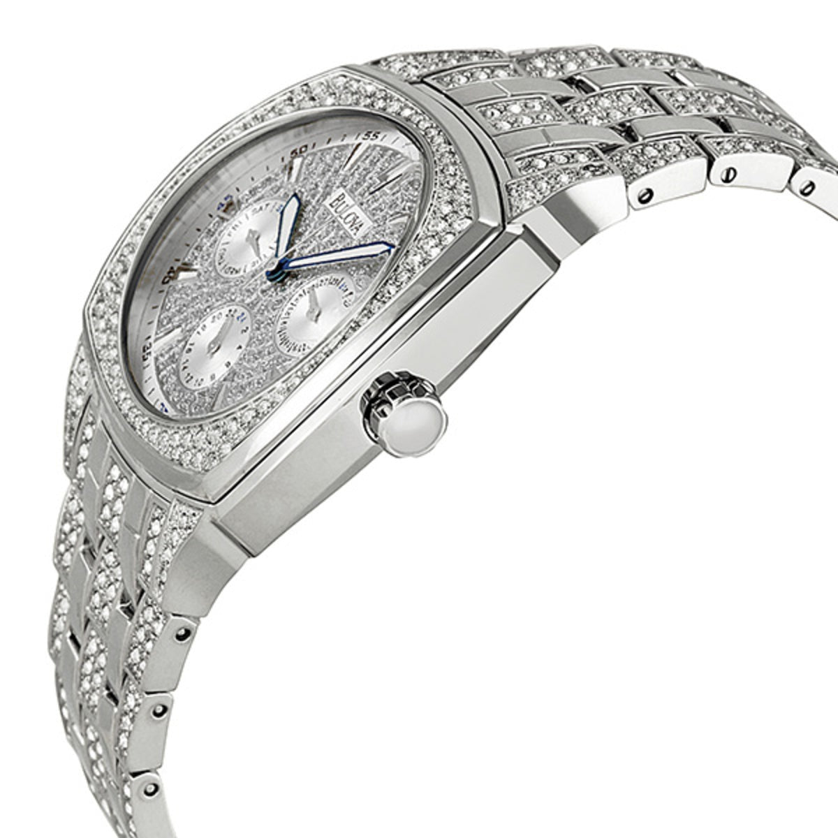 Bulova Crystal Collection Phantom Silver Dial Silver Steel Strap Watch for Men - 96C002 Watches Bulova   